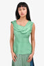 Oscar De La Renta Green Silk Sleeveless Layered Collar Top Size 8