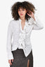 Givenchy White Ruffle Zip Front Top Size 42