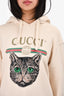 Gucci Cream Sequin Embellished Cat Hooded Sweater Size S