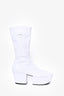 Prada White Leather Sock Heeled Boots Size 39.5