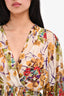 Roberto Cavalli White/Yellow Silk Floral Belted Blouse Size 40