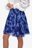 Celine Blue Printed Silk Mini Skirt Size 42