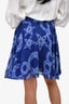 Celine Blue Printed Silk Mini Skirt Size 42