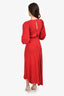 Ronny Kobo Red Printed Silk V-Neck Belted Maxi Dress Size XS