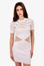 Balmain White Knit Mesh Striped Mini Dress Size 34