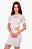 Balmain White Knit Mesh Striped Mini Dress Size 34