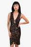 Blumarine Leopard Print Silk V-Neck Dress with Diamante Detail Size 38