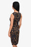 Blumarine Leopard Print Silk V-Neck Dress with Diamante Detail Size 38