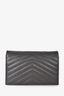 Saint Laurent Grey Chevron Leather Cassandre Envelope Wallet on Chain