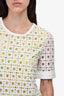 Moschino Boutique White/Yellow Eyelet Short Sleeve Top Size 38