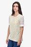 Moschino Boutique White/Yellow Eyelet Short Sleeve Top Size 38