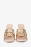 Gucci Gold Metallic Horsebit Detail Wooden Heels Size 7