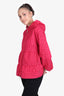 Moncler Pink Eyelet Ruffle Hem Zip-Up Jacket Size 2