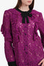 Gucci Purple Long Sleeve Lace Ruffle Tie Neck Blouse Size 44