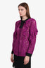 Gucci Purple Long Sleeve Lace Ruffle Tie Neck Blouse Size 44