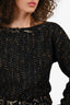 Pre-Loved Chanel™ Black/Gold Tweed Boatneck Egyptian Graffiti Sweater Size 36