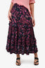 Ulla Johnson Pink/Black Floral Patterned Midi Skirt Size 0