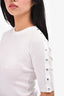 Alexander Wang White Ribbed 3/4 Sleeve Top Size S