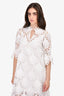 Maje White Crochet 3/4 Sleeve Dress with Slip Size M