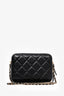 Pre-Loved Chanel™ 2021 Black Quilted Leather/Gold CC Plate Mini Vanity Crossbody