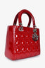 Christian Dior 2011 Red Patent Leather Medium Lady Dior Bag with Strap