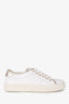 Tod's White/ Gold Metallic Leather Trim Detailed Sneakers Size 37.5