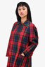 Burberry Red/Blue/Green Tartan Trench Coat Size 2