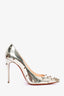 Christian Louboutin Silver Metallic Studded Kate Pumps Size 36