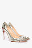 Christian Louboutin Silver Metallic Studded Kate Pumps Size 36