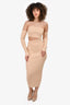 Ronny Kobo Beige Knit Ribbed Cut-Out Dress Size S