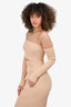 Ronny Kobo Beige Knit Ribbed Cut-Out Dress Size S