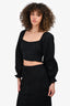 Faithfull The Brand Black Linen Crop Top Size 4