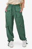 Ganni Green Cardo Paper-Bag Pants Size 36