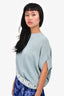 Fendi Blue Towelling Asymmetrical Sweater with Interior Logo Trim Size 40