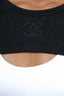 Pre-Loved Chanel™ Vintage Black Ribbed CC Logo Overlay Tank Top Size 38