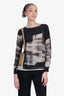 Gucci Black/Brown Silk Printed Long-Sleeve Top Size 38