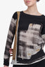 Gucci Black/Brown Silk Printed Long-Sleeve Top Size 38