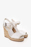 Prada White Leather Wedge Espadrille Heels size 36.5