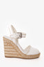 Prada White Leather Wedge Espadrille Heels size 36.5