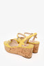 Prada Sport Yellow Patent Cork Platform Sandals Size 36.5