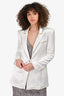 Nana Jacqueline White Satin Diamante Detail Blazer Size S