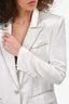 Nana Jacqueline White Satin Diamante Detail Blazer Size S