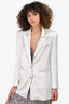 Nana Jacqueline White Satin Diamante Detail Blazer Size S