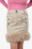 Love Moschino Beige Feather Trim Front Pocket Detail Skirt Size 44