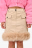 Love Moschino Beige Feather Trim Front Pocket Detail Skirt Size 44