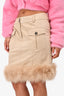 Love Moschino Beige Feather Trim Front Pocket Detail Skirt Size 44