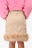 Love Moschino Beige Feather Trim Front Pocket Detail Skirt Size 44