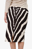 Christian Dior Cream/Brown Silk Zebra Print Midi Skirt Size 10