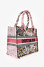 Christian Dior 2023 L.E Mauve Floral Embroidered Canvas Medium Book Tote with Twillies