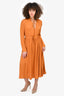 Maje Burnt Orange Maxi Dress with Waist Ties Size 1